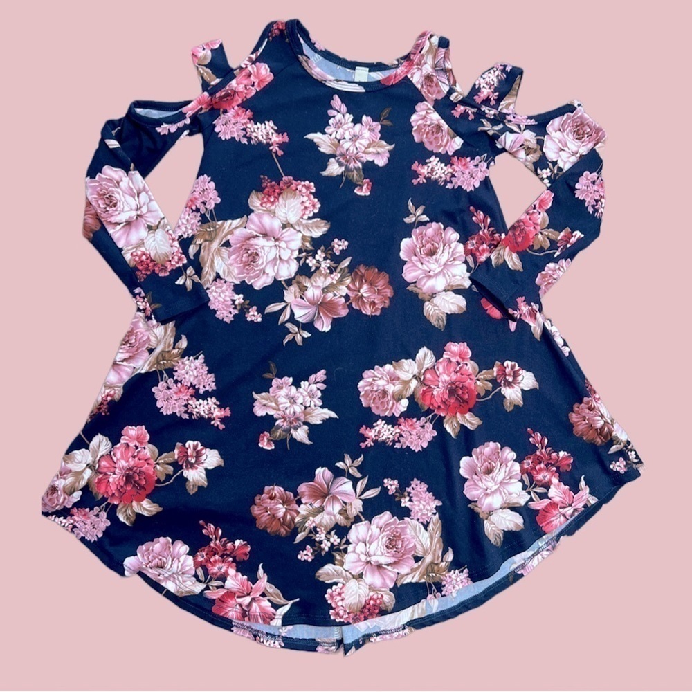 Girls Pomelo Cold Shoulder Floral Dress/Tunic. Size XS.